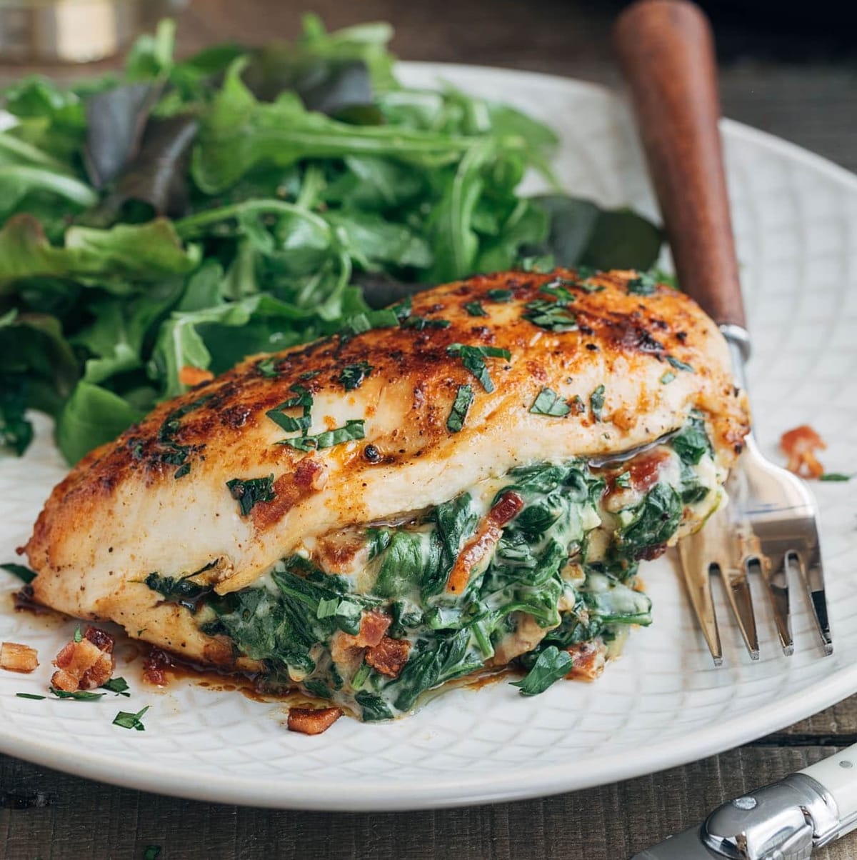 Spinach and Mushroom Stuffed Chicken Breast