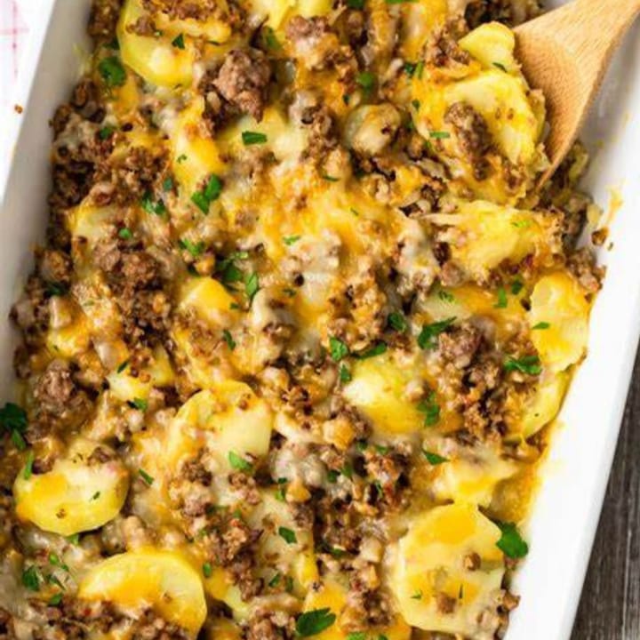 Cheesy Potato Chicken Sausage Casserole